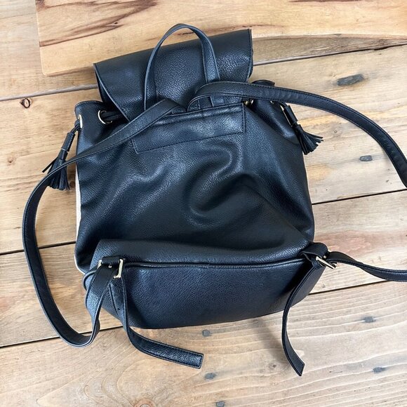 Lionel Los Angeles Backpack Tassels Vegan Leather Black‎ Green Cream NEW - Picture 11 of 11